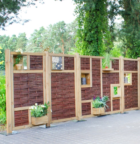 T&J LABO-3D Weidengeflechtzaun 94x 180 cm, 1 Fenster mittig