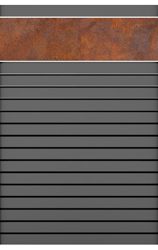 BM Zaunserie Typ 249 Rhombus Alu Grundelement, 120 x 180 cm mit Cortenstahl Streifen