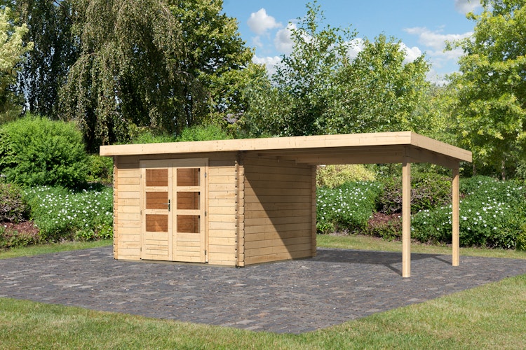 Karibu Woodfeeling Gartenhaus Bastrup 5 naturbelassen - 28 mm