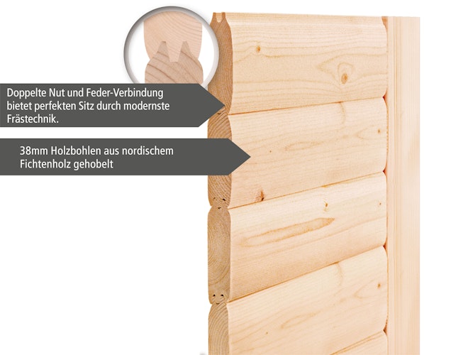 Karibu Gartensauna Pultdach Saunahaus Norge naturbelassen inkl. gratis Sauna-Zubehörset im Wert von 234,94 €