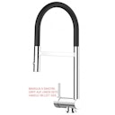 Vorschaubild Wasserhahn Vorfenster Küchenarmatur, Umklappbar 6 CM, LINKER HEBEL, mit 360° schwenkbarem Auslauf abnehmbare 2 strahl Handbrause, Verchromt / Schwarz