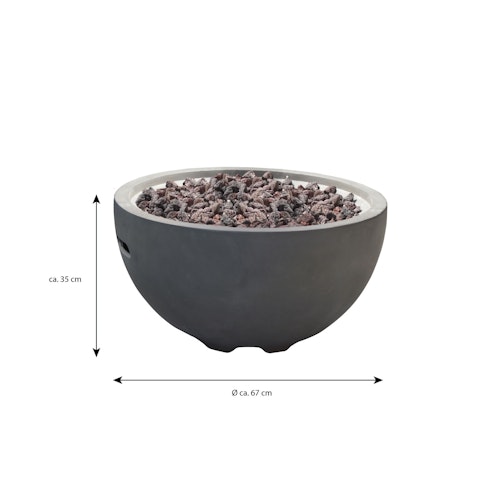 Gas Feuerstelle Nantucket aus Faserbeton in Betonoptik grau