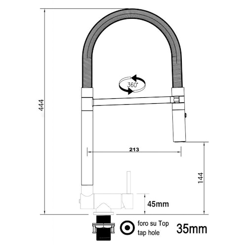 Wasserhahn Vorfenster Küchenarmatur, Umklappbar 4,5 CM, mit 360° schwenkbarem Auslauf, abnehmbare 2 strahl Handbrause, Verchromt / Grau