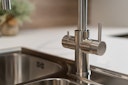 Vorschaubild 5 Wege Wasserhahn Küchenarmatur, Edelstahl Massiv mit 360° schwenkbarem Auslauf, abnehmbare 2 strahl Handbrause, Gebürstet / Orange