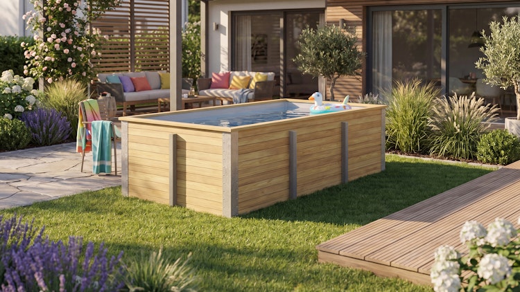 Weka Massivholzpool Siargao Gr. 1 - 45 mm - 416 x 216 cm inkl. gratis Abdeckplane im Wert von 169,99€