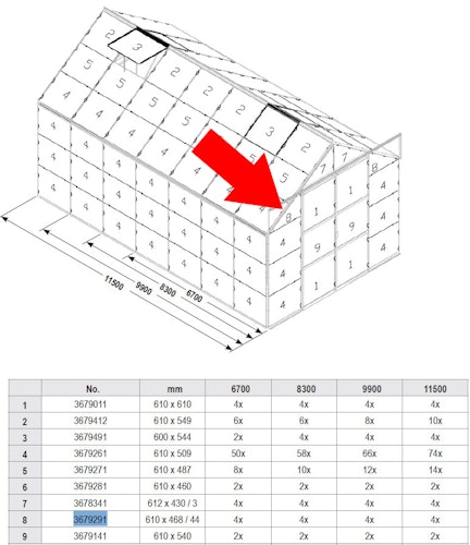 Vitavia ESG 3 mm Scheibe 610x468/44mm- 3679291