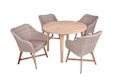 Vorschaubild Garden Pleasure Gartenmöbel Set ARVADA / OAKLAND, Tisch Ø 110 + 4 Sessel, Akazie / Polyrattan Zimtbraun / Kissen 100 % Polyester Taupe