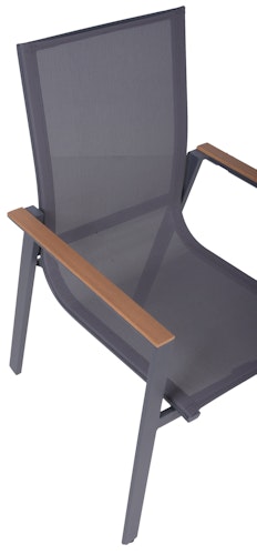 Garden Pleasure Gartenmöbel Set RANA / SILEA 01, Tisch 202 x 100 cm + 4 Stapelsessel, Aluminium / Keramik / Kunststoffgewebe