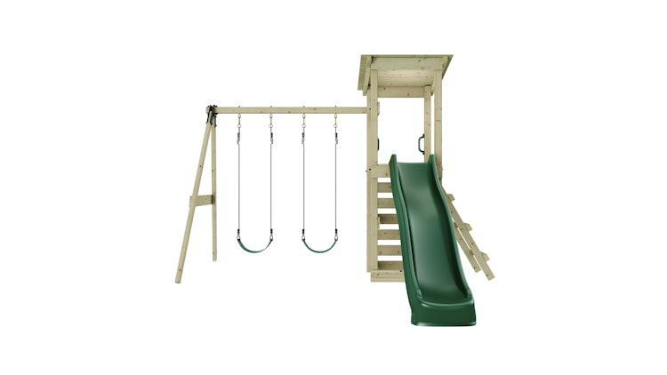 Rebo Spielturm Neapel inkl. Doppelschaukel, Rutsche und Kletterwand - by Weka