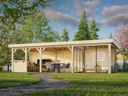 Palmako Gartenhaus Connect Lenna 24,9 m² Set 716 Slide Plus mit Isolierglas-Schiebetüren - 28 mm