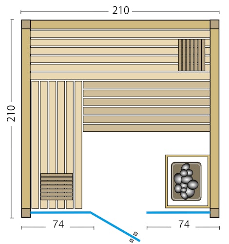 Infraworld Sauna Gracil 210 - 75 mm Elementsauna inkl. 5-teiligem gratis Zubehörset