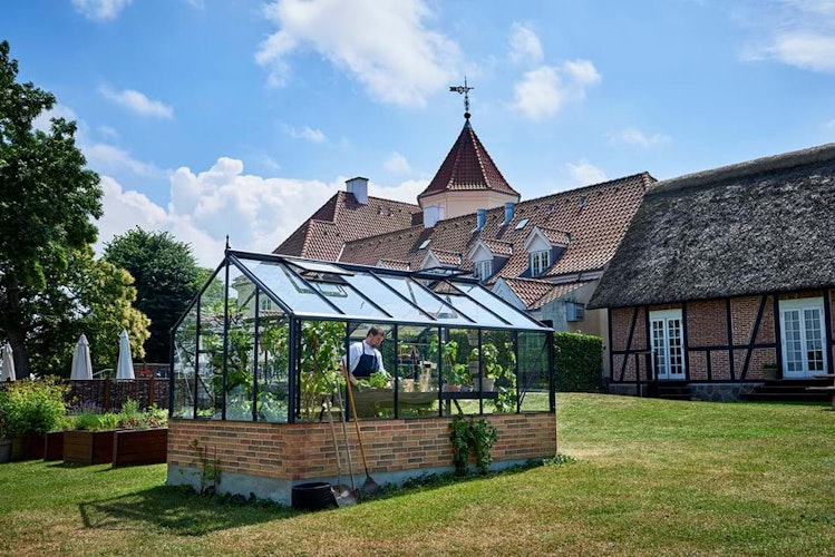 Juliana Gewächshaus Premium anthrazit - 3 mm Sicherheitsglas - für Mauer - 13,0 m²