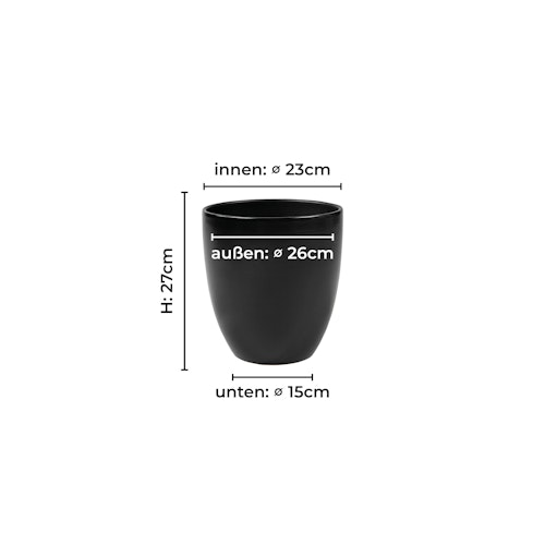 Wikholm form Design Pflanzgefäß / Blumentopf schwarz ⌀ 26 x H 27 cm