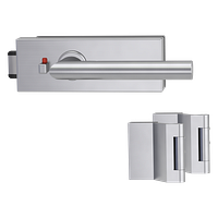 Griffwerk PURISTO S -Edelstahl matt Ganzglastürbeschlagset -3-teiliger Bandsatz -mit Griff VIVIA -EM -smart2lock