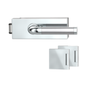 Vorschaubild Griffwerk Glastürbeschlag PURISTO S mit Griff SIMONA PROF unverschließbar Flüster 3-tlg. Bänder SIMONA Edelstahl poliert