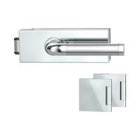 Griffwerk Glastürbeschlag PURISTO S mit Griff SIMONA PROF unverschließbar Flüster 3-tlg. Bänder SIMONA Edelstahl poliert