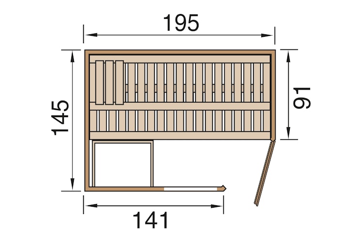 Weka Premium Massivholzsauna Cubilis 1 mit Glastür+Fenster 45 mm inkl. Montageservice