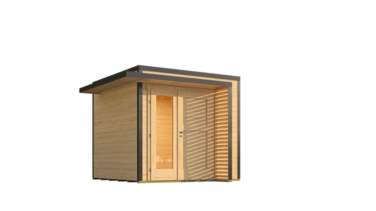 Weka Design Gartenhaus Pure Garden Amberley mit Design-Doppeltür - 28 mm