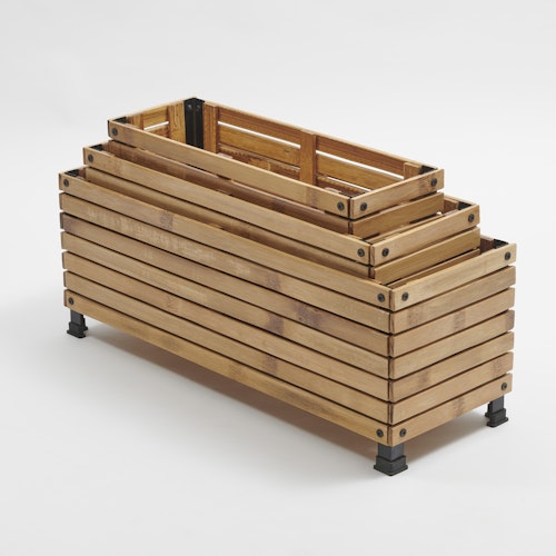 BambusBASIS Pflanzkübel - rechteckig, 3er-Set (S, M, L)