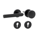 Vorschaubild Griffwerk Wechselgarnitur TRI 134 Schraubtechnik GK3 Rosetten rund Knopf R2 Graphitschwarz L