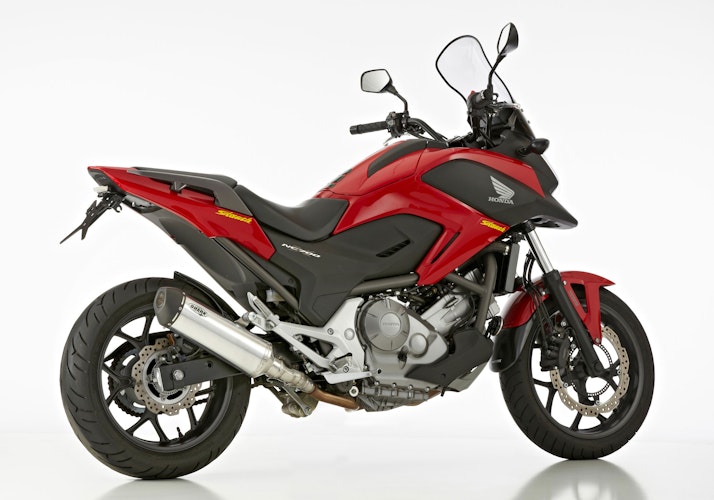 SHARK SLIP-ON Aluminium poliert/Endkappe Edelstahl schwarz matt beschichtet silber DSX-5 für HONDA Integra 700,Integra 750,NC700S,NC700X,NC750S,NC750X EURO3  