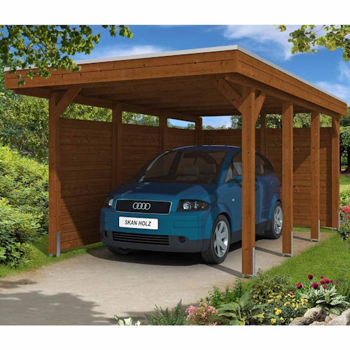Skan Holz Carport Friesland 314x555 cm inkl. Rück- und Seitenwände Sparset 1