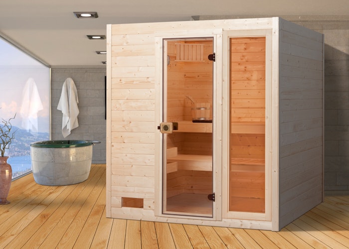 Weka Sauna 537 / Valida Gr. 3 mit Glastür+Fenster - Massivholzsauna 38 mm