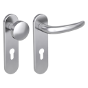 Vorschaubild Griffwerk ULMER GRIFF PROF | DESIGN MANUFAKTUR FS -Edelstahl matt -Kurzschild-Garnitur -Schraubt. -Knopf R2 -WR -Stift 9mm -TS 38-50mm