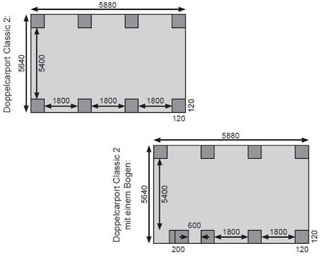 Karibu Carport Doppelcarport Classic Doppel 2 - kesseldruckimprägniert