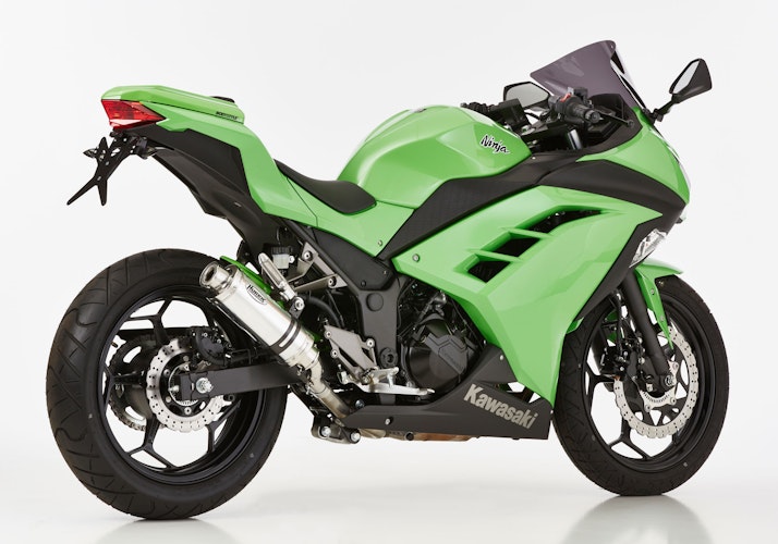 HURRIC SLIP-ON Schalldämpfer Supersport Aluminium poliert für KAWASAKI Ninja 300,Z300