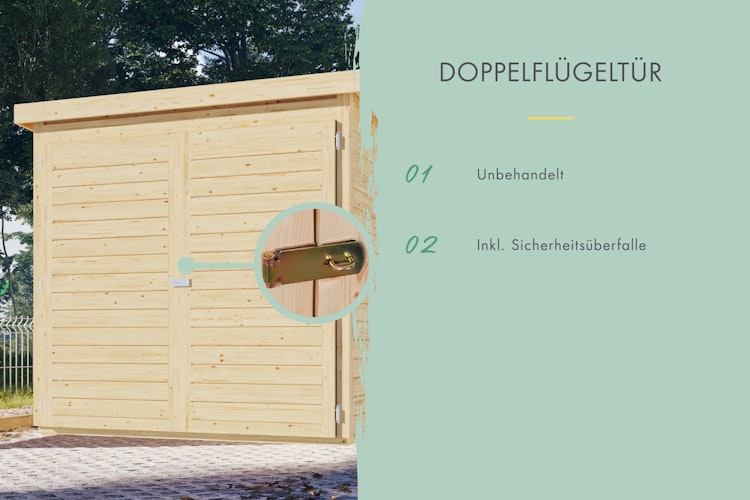 Karibu Fahrradgarage 3/4 inkl. Fahrradschienen (für 3 oder 4 Fahrräder) - 19 mm - mit Solarpaket