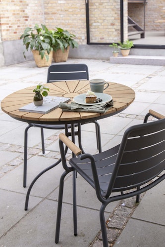 Cinas Kaffeetisch ELLEN, Ø 80 cm, Aluminium / Teak