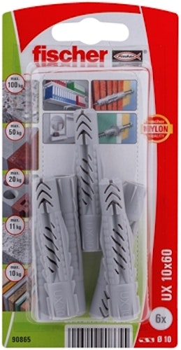 FISCHER Universaldübel UX 10x60 K (6 Stück) 090865