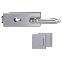 Griffwerk Glastürbeschlag PURISTO S mit Griff CAROLA Profilzylinder Flüster 3-tlg. Bänder CAROLA Samtgrau