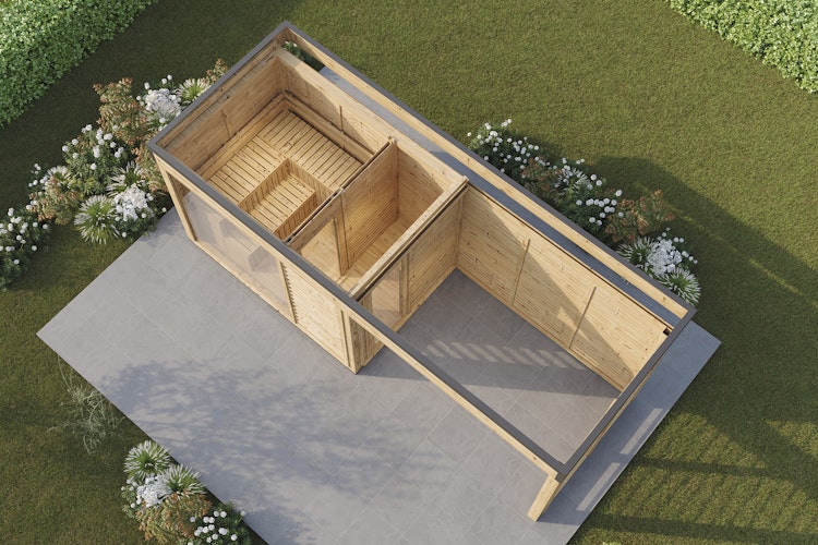 Wolff Finnhaus Saunahaus Sidonia 5323/6323 mit Vorraum & Seitendach