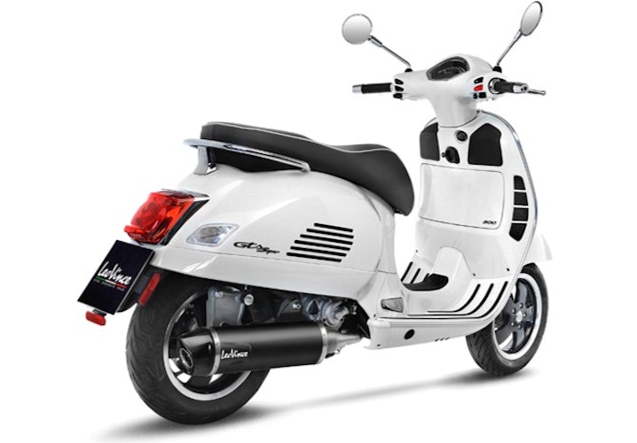 LeoVince SLIP-ON Edelstahl SBK NERO für VESPA GTS 300 HPE/SUPER/SEI GIORNI mit Katalysator