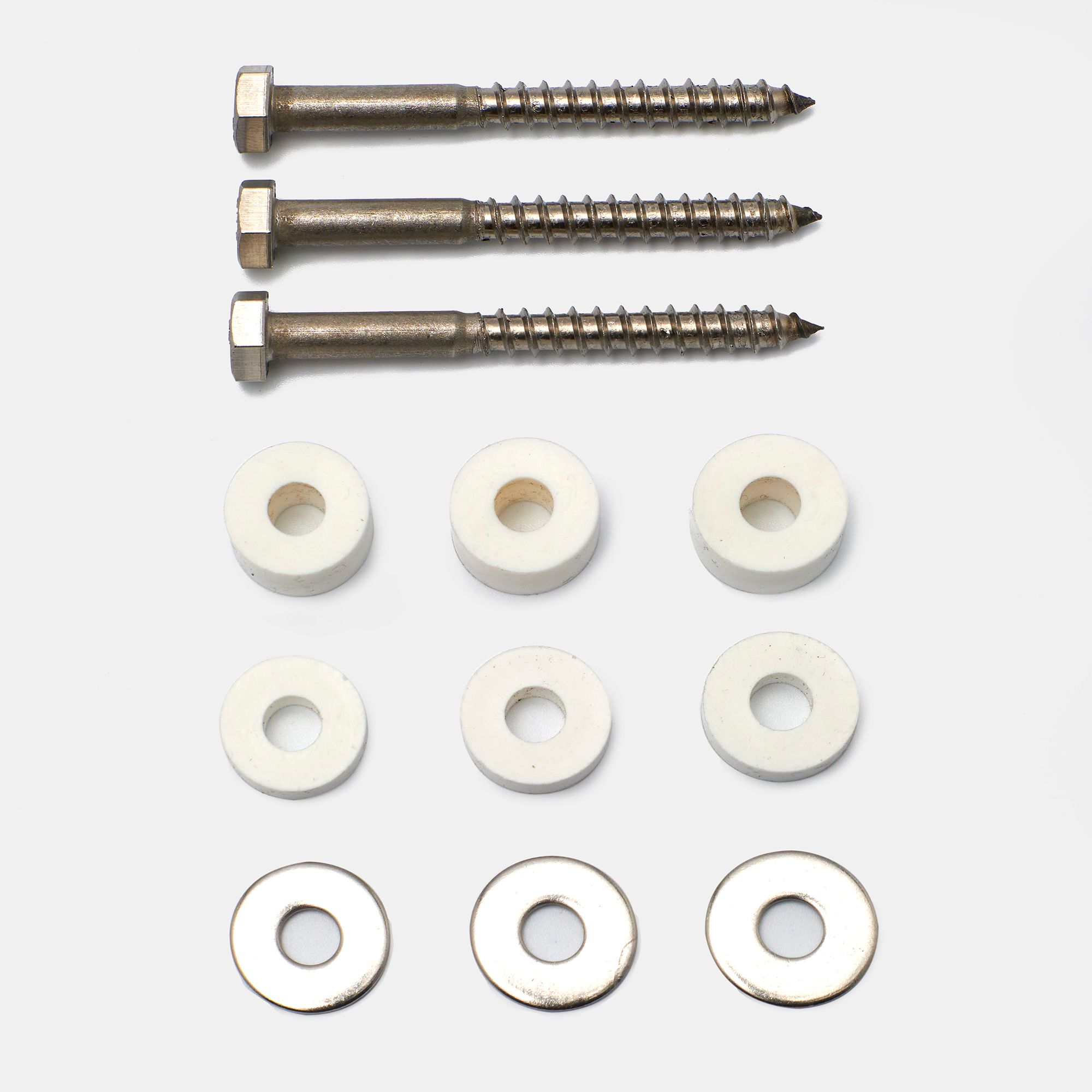 BambusBASIS Montageset SEITE für pfostenlose Montage - 3 Schrauben, Distanzstücke 5mm & 10mm, Unterlegscheiben, V2A