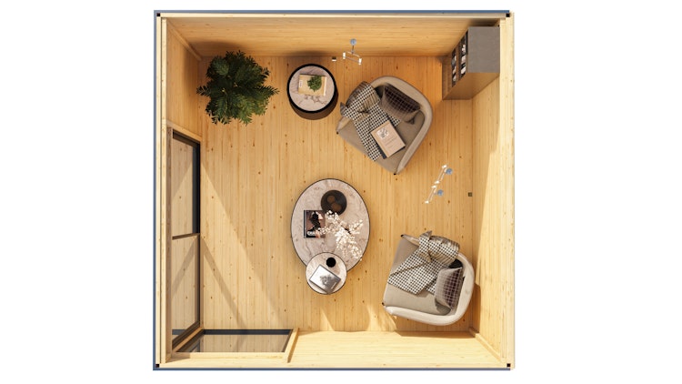 Karibu Design Gartenhaus Dice 1 mit Aluminium Schiebetür - 38 mm (Homeoffice-Gartenhaus)