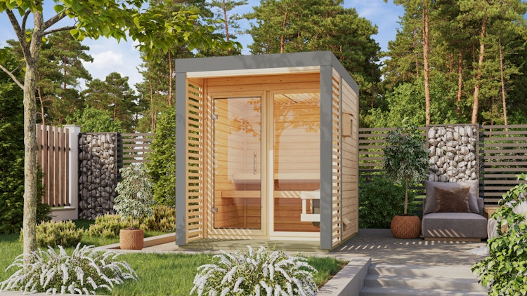 Karibu Saunahaus Ares 1 - Hybridhaus mit Metallrahmen - 38 mm inkl. gratis Sauna-Zubehörset im Wert von 234,94 €