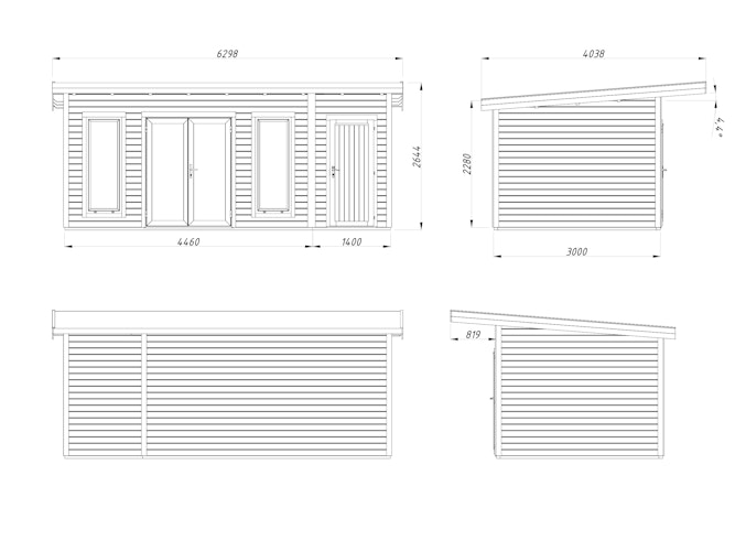 Palmako Gartenhaus Aurelia 16,7 m² - 44 mm