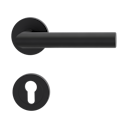 Vorschaubild Griffwerk Türgriffgarnitur LUCIA PROF Schraubtechnik FS Rosetten rund Profilzylinder Graphitschwarz