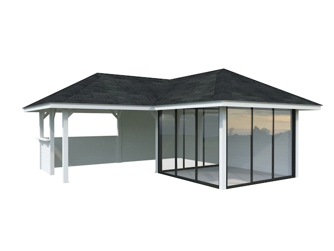 Palmako Pavillon Bianca 24,9 m² Set 510 Slide Plus mit Isolierglas-Schiebetüren