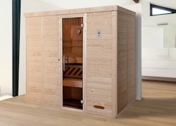 Weka Premium Massivholz-Elementsauna Kemi 5 mit Glastür - 45 mm