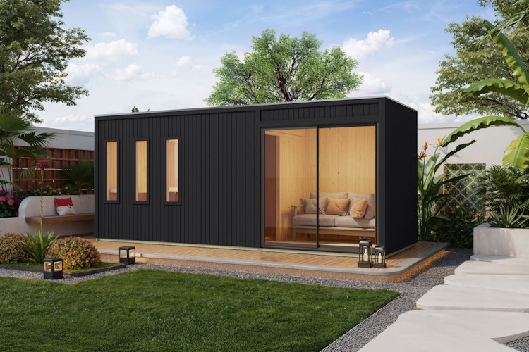 Karibu Design Saunahaus Monterey Blackline - 73 mm inkl. gratis Sauna-Zubehörset im Wert von 234,94 €