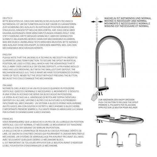 Wasserhahn Vorfenster Küchenarmatur, Umklappbar 6 CM, LINKER HEBEL, mit 360° schwenkbarem Auslauf abnehmbare 2 strahl Handbrause, Verchromt / Rot