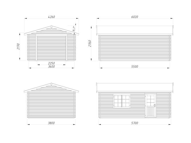 Palmako Garage Roger 19,0 m² - 44 mm - ohne Tor