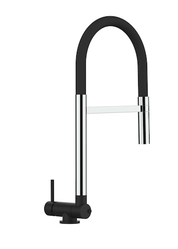 Wasserhahn Vorfenster Küchenarmatur, Umklappbar 4,5 CM, mit 360° schwenkbarem Auslauf, abnehmbare 2 strahl Handbrause, Chrom und Schwarz Matt