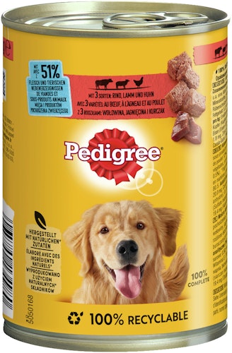 Pedigree Classic 3 Sorten Fleisch Hundenassfutter