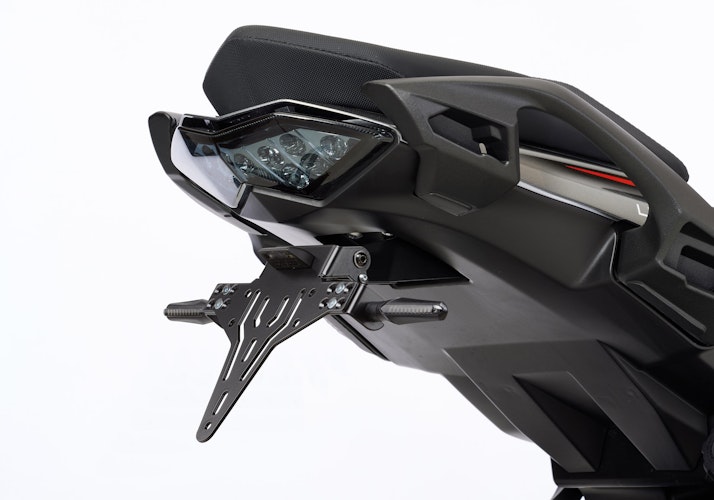 PROTECH V-SHAPE Kennzeichenhalter SET mit Reflektor und Beleuchtung Alu & Stahl Schwarz für KAWASAKI Ninja 1000 SX, Ninja 1100 SX / SE, Z1000 SX