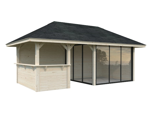 Palmako Pavillon Bianca 16,6 m² Set 507 Slide Plus mit Isolierglas-Schiebetüren